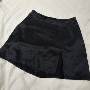 Reformation 100% silk black mini skirt with slit
